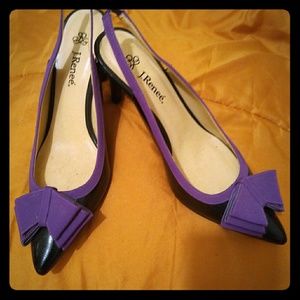 J Renee black & Purple Sling Back Pumps